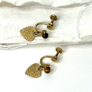 Vintage DCE Screw-back Earrings 14k GF With Tigers-eye Stone